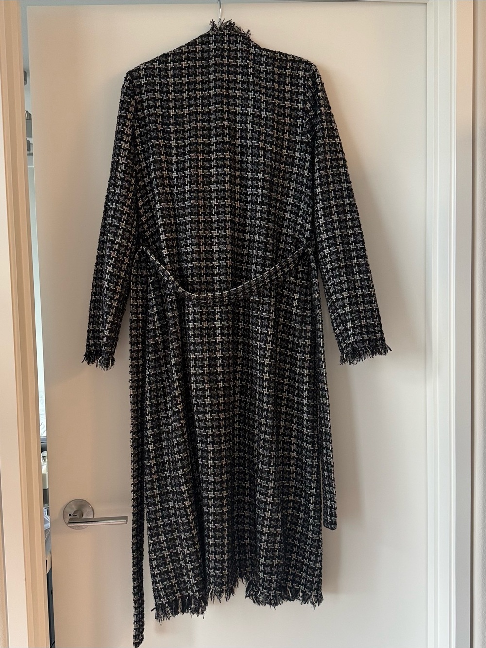 L'AGENCE Oakley Longline Tweed Belted Long Coat jacket - Picture 7 of 16